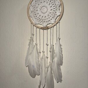 Handmade White Crochet Dreamcatcher Wall Decor
